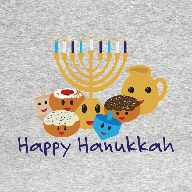 Happy Hanukkah and cute Hanukkah characters by sigdesign